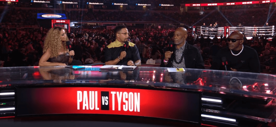 a boxing match between paul vs tyson is being broadcast