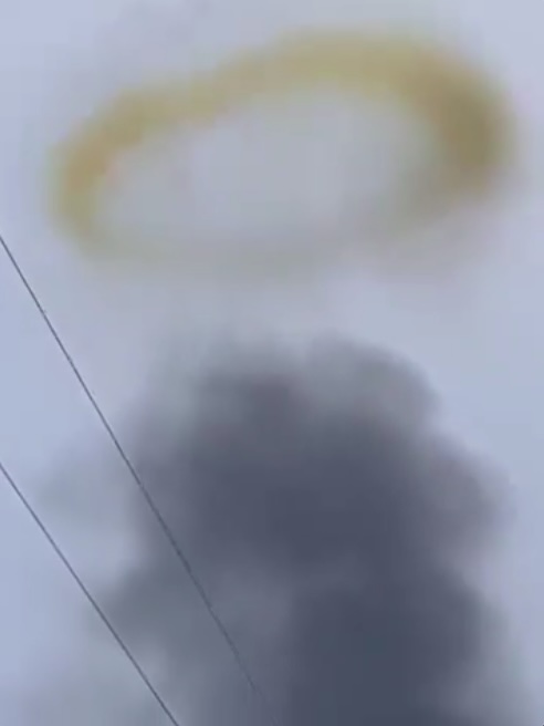 A huge ring of smoke was seen at the top of the volcano