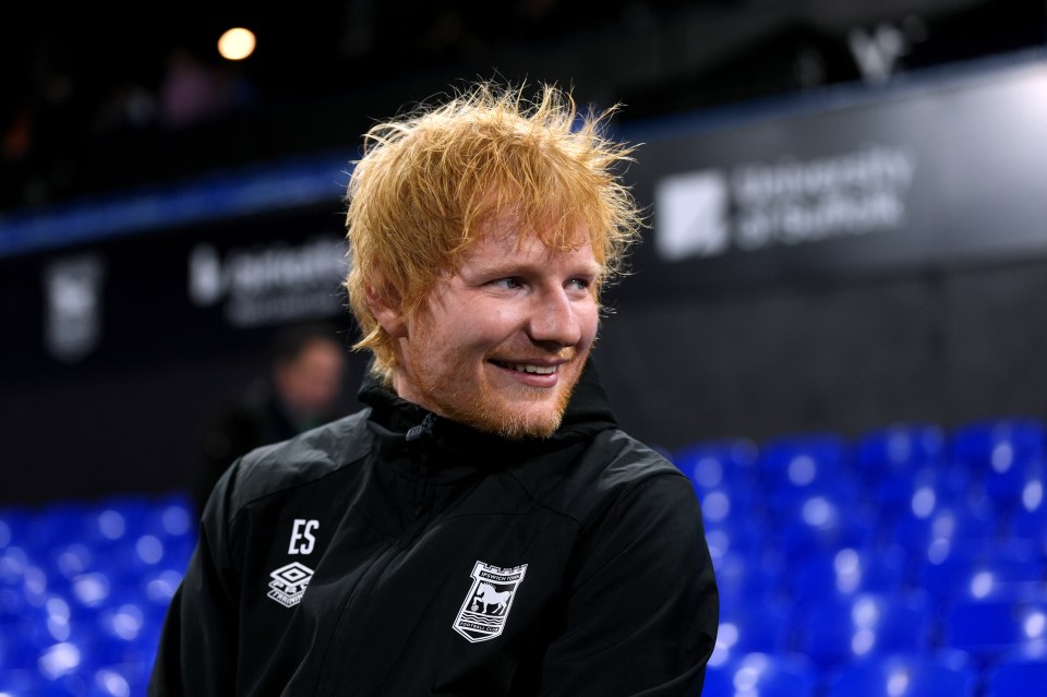 Ed Sheeran was in attendance for Ipswich Town's clash with Manchester Unted last weekend