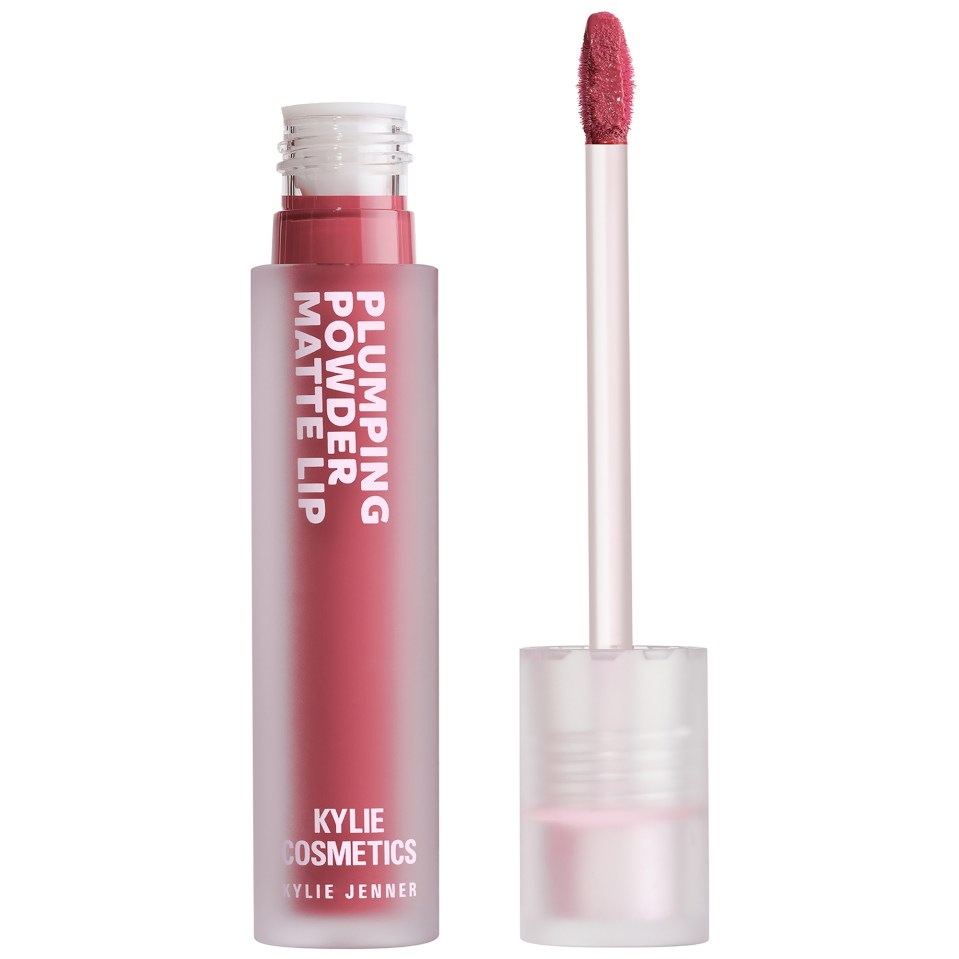 a bottle of kylie cosmetics plumping powder matte lip