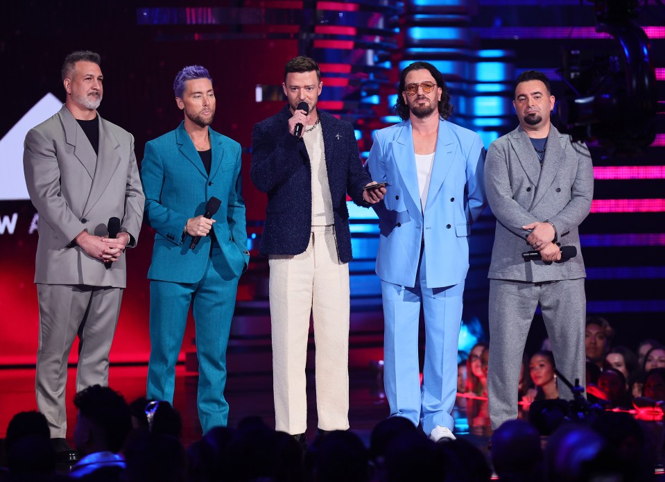 NSYNC speak onstage the 2023 MTV Video Music Awards last year