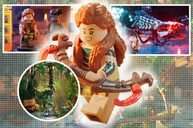 a lego horizon zero dawn character with a tattoo on her arm