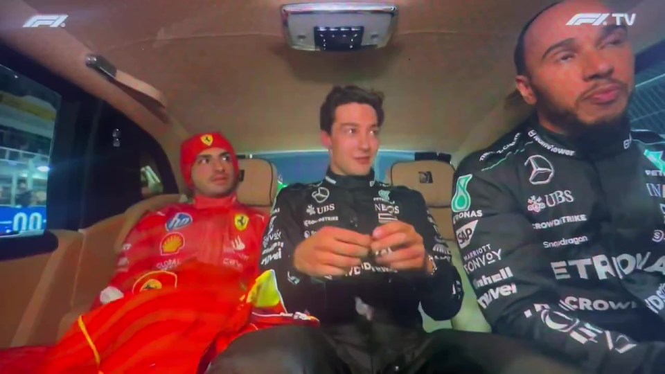 Lewis Hamilton, George Russell and Carlos Sainz shared an awkward car ride