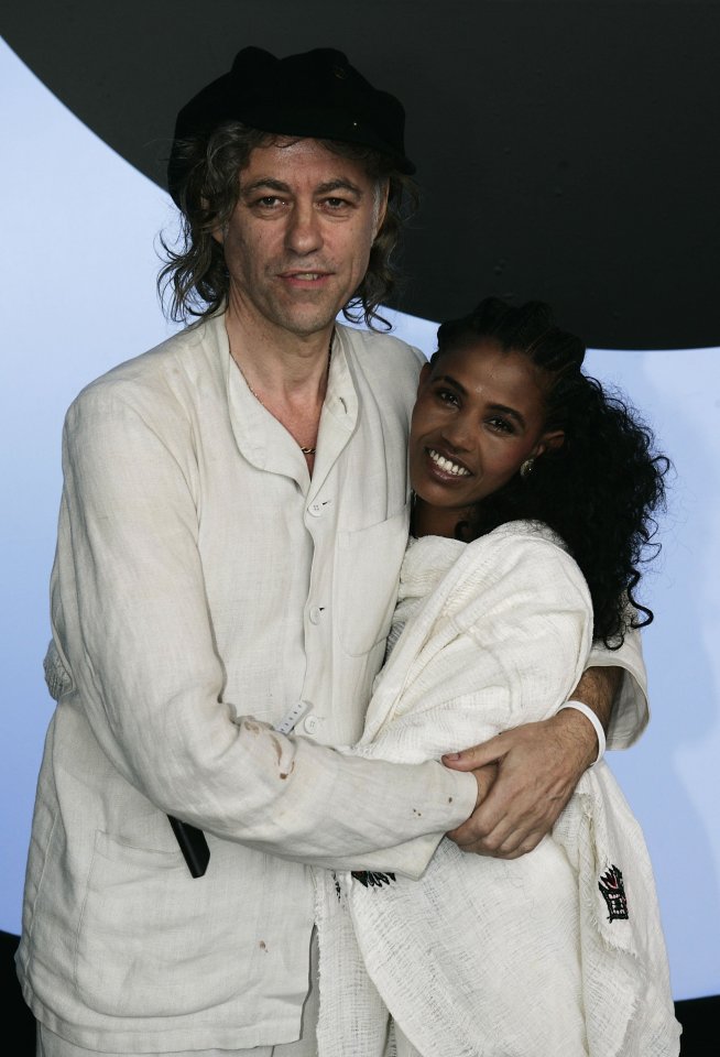 Birhan with Bob Geldof in Hyde Park in 2005