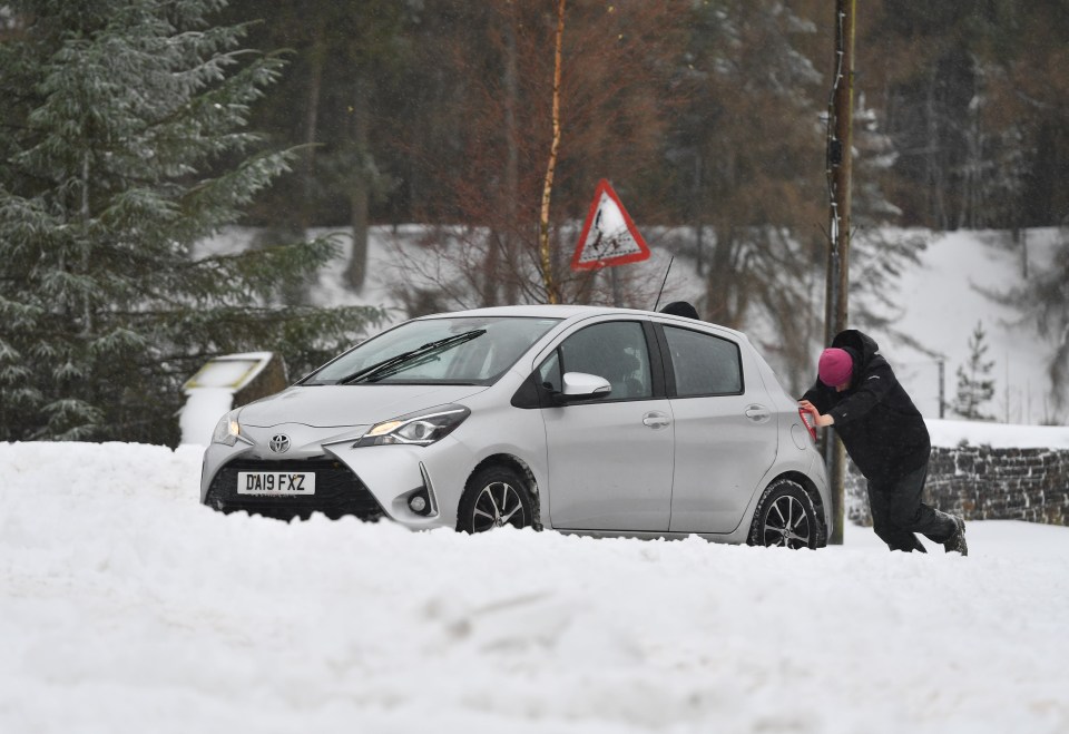 Another car stuck in the snow in Nenthead, Cumbria