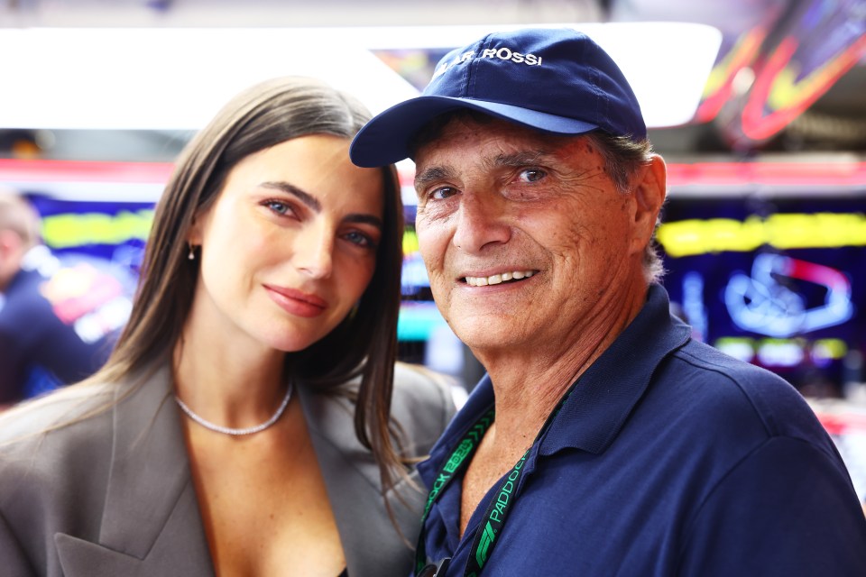 Three time world champion Nelson Piquet poses with his daughter