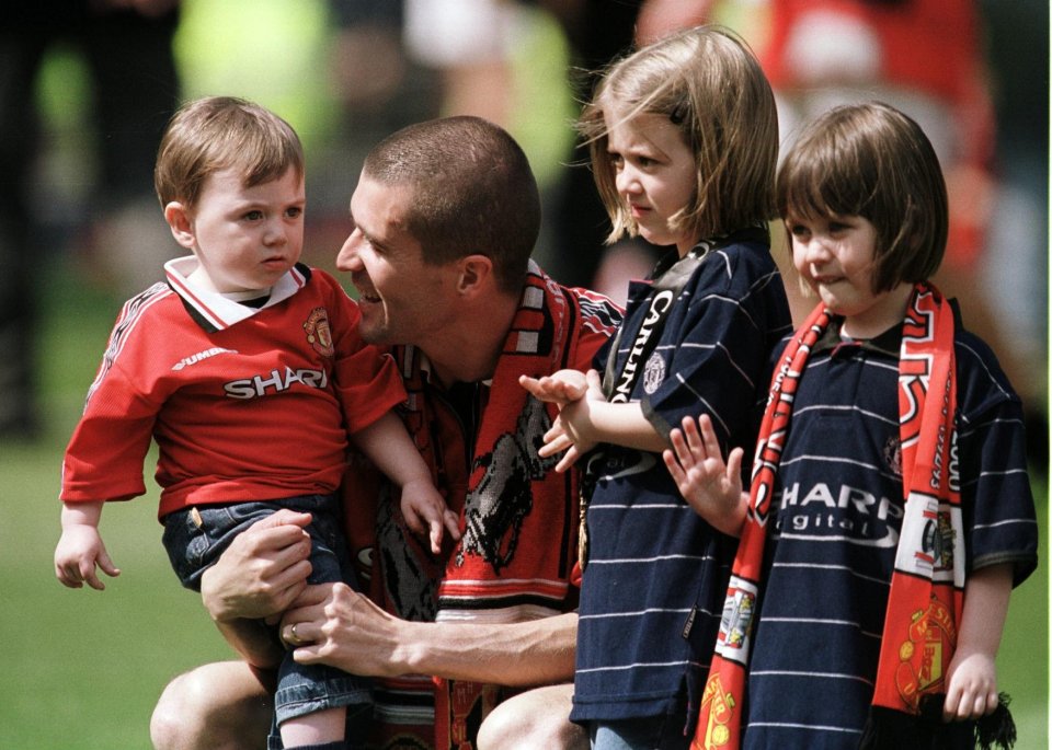 Roy Keane pictured with his children in 2000