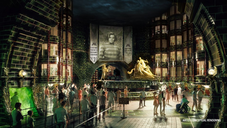 Artist impressions have previously shown what the new ride, Harry Potter and the Battle at the Ministry, could look like when it opens next year