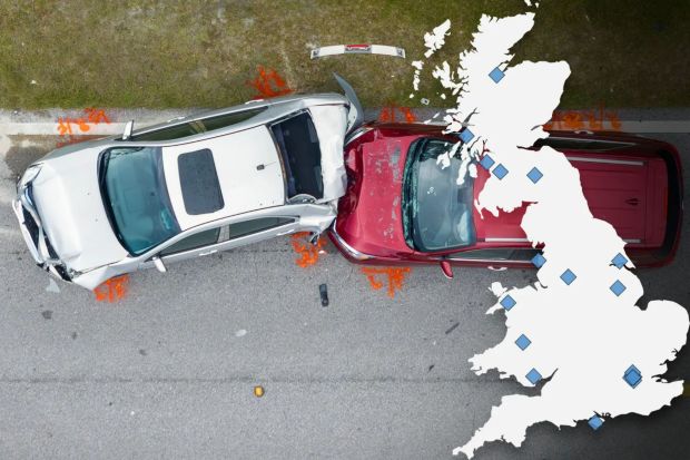 an aerial view of a car accident in the uk