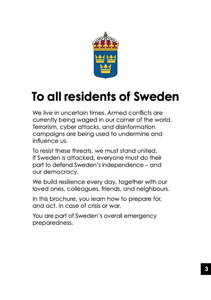 A chilling message to Swedish residents as they are urged to prepare for war