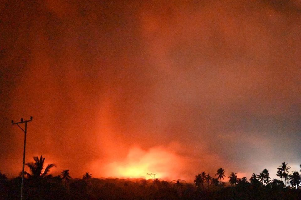 Mount Lewotobi spewed hot lava on the East Flores island in East Nusa Tenggara, Indonesia