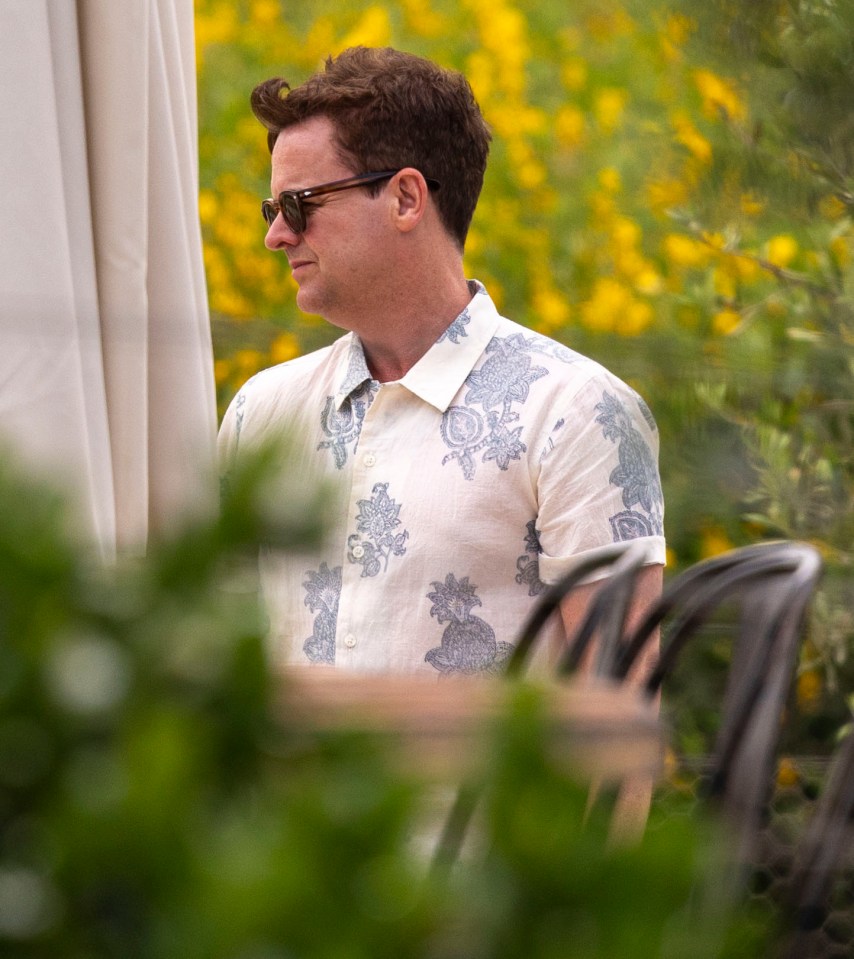 Declan Donnelly cut a casual figure on a short sleeved linen shirt