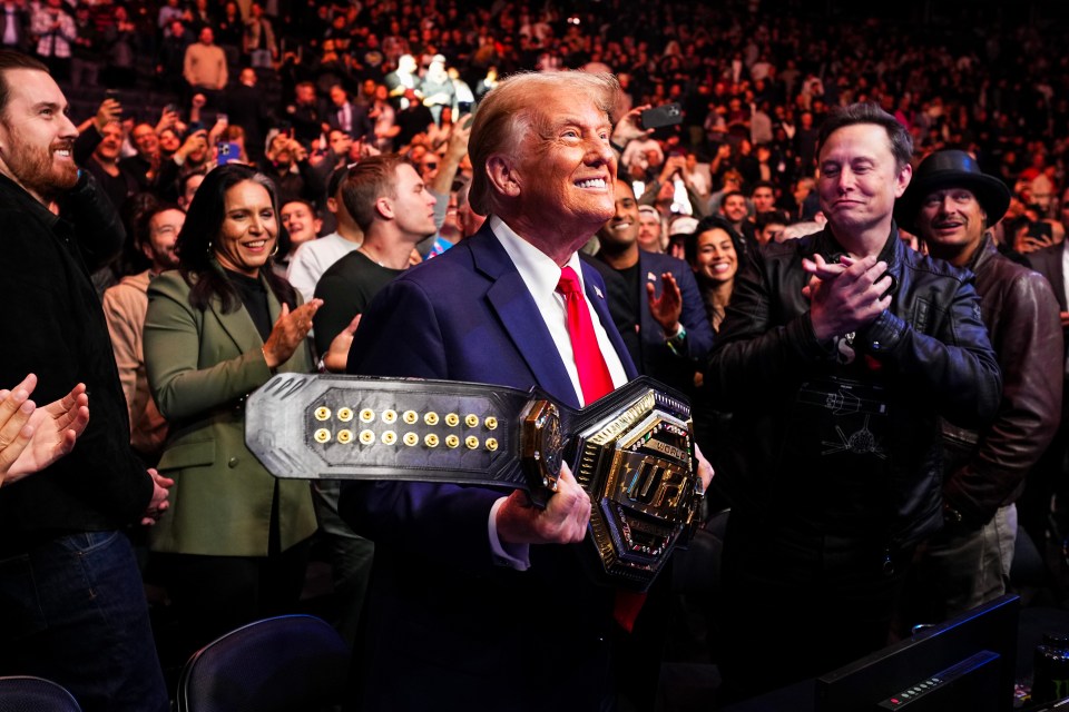 Jones even presented trump with his championship belt