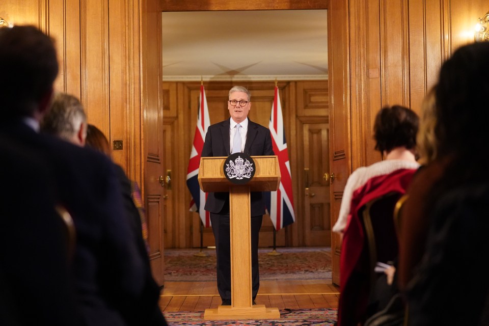 Prime Minister Sir Keir Starmer during a press conference on migration at 10 Downing Street