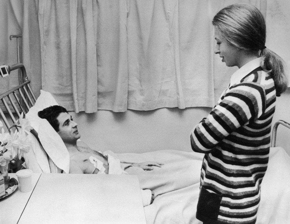 Princess Anne visiting her bodyguard, Inspector James Beaton, at Westminster Hospital in London after the attack