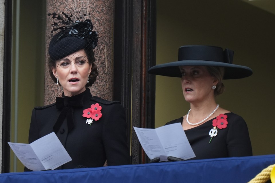 Kate and the Duchess of Edinburgh on a balcony at the FCDO