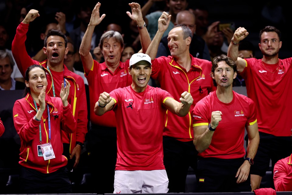 Nadal then cheered on Carlos Alcaraz from the sidelines