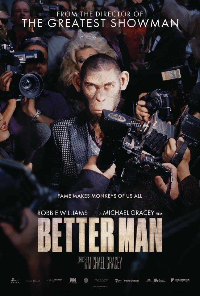 Better Man portrays Robbie as a performing chimp