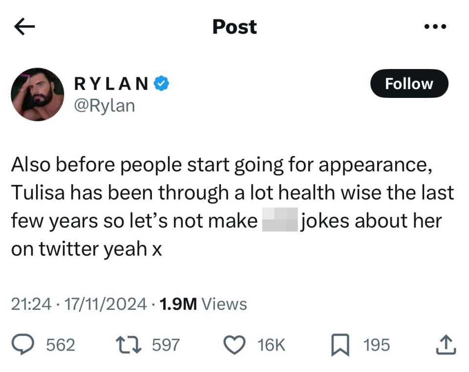 Rylan blasted trolls on social media