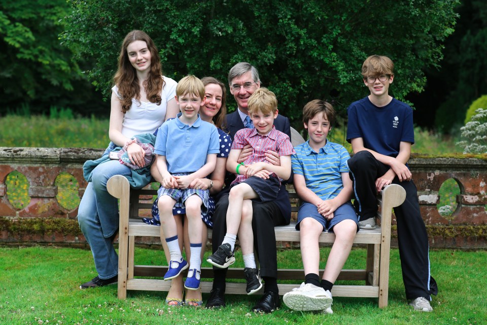 Jacob Rees-Mogg with wife Helena and all of their children apart from Peter