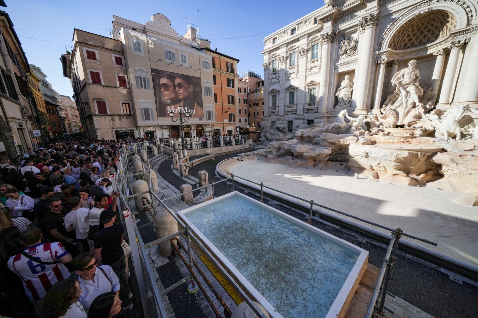 The Trevi Fountain has been replaced by a small pool which people have called ugly