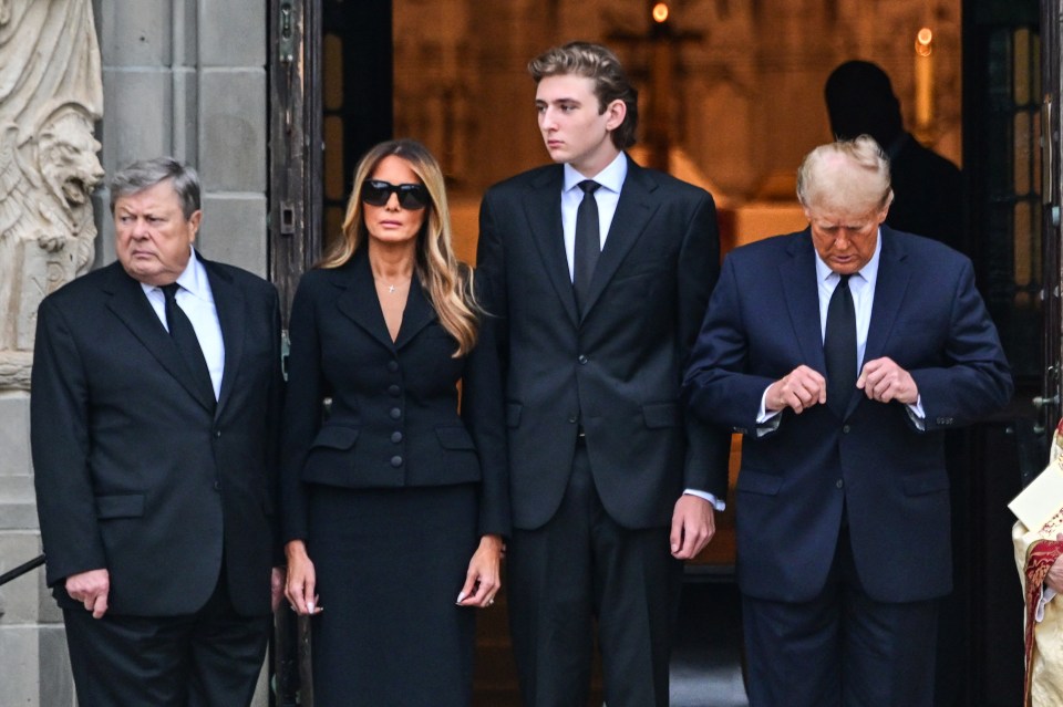 Trump (right) with his wife Melania, son Barron and father-in-law Viktor Knavs