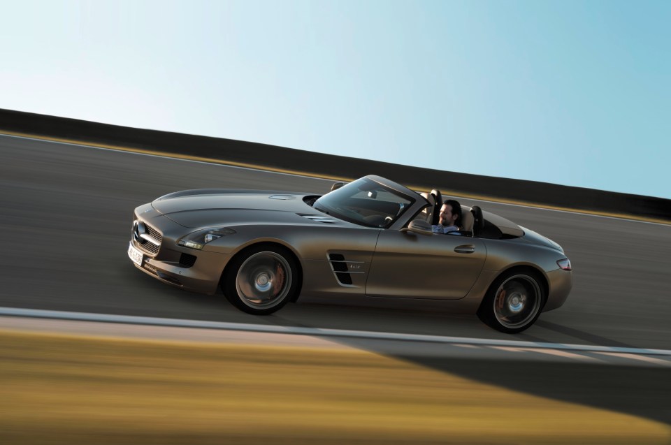 Speedy two -seaters like this Mercedes-Benz SLS AMG Roadster feature highly in Salah's amazing collection