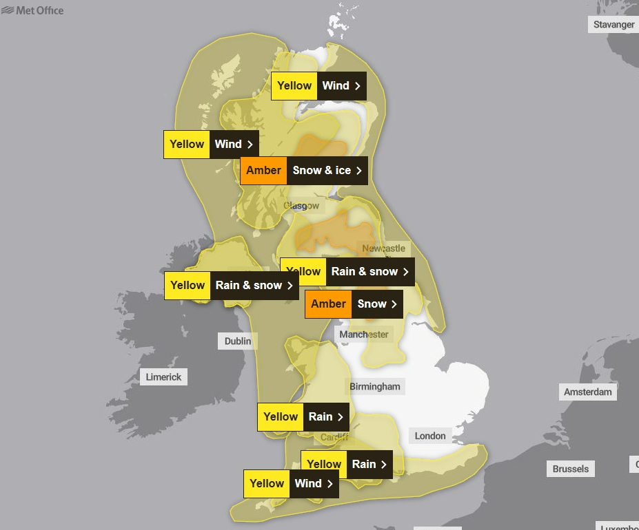 There are two amber weather alerts in place today