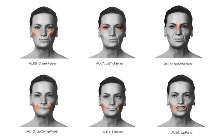 Different facial expressions were monitored during the study