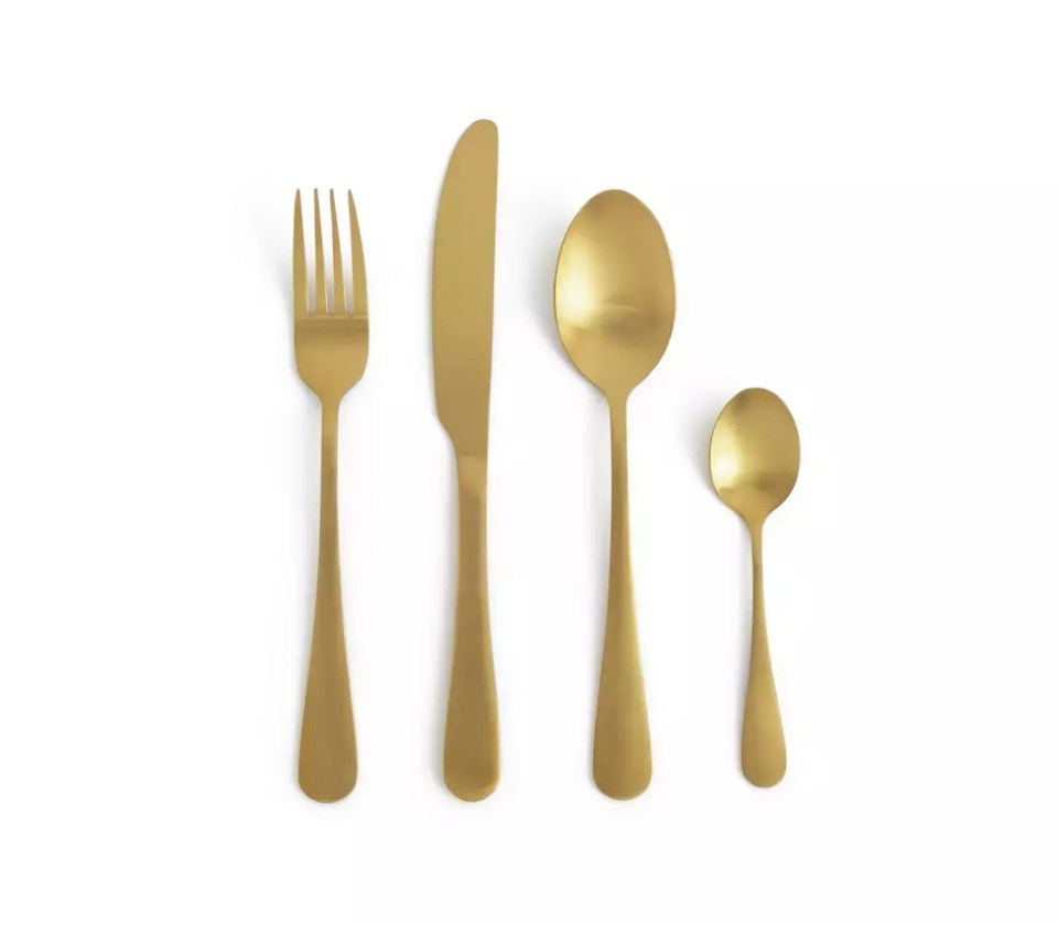 The gold cutlery set is £28 at Habitat