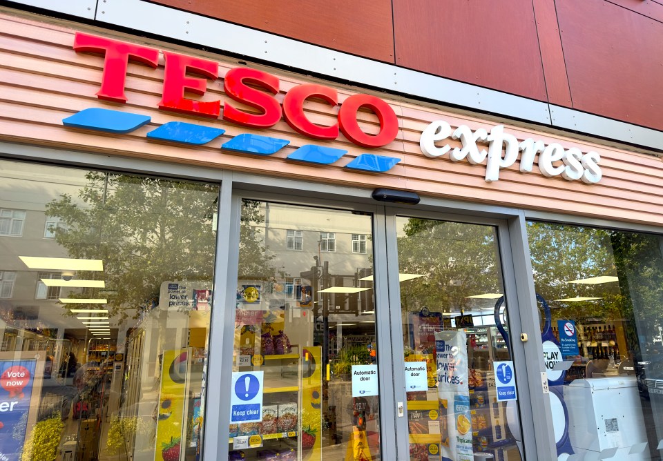 Tesco Express store exterior sign.