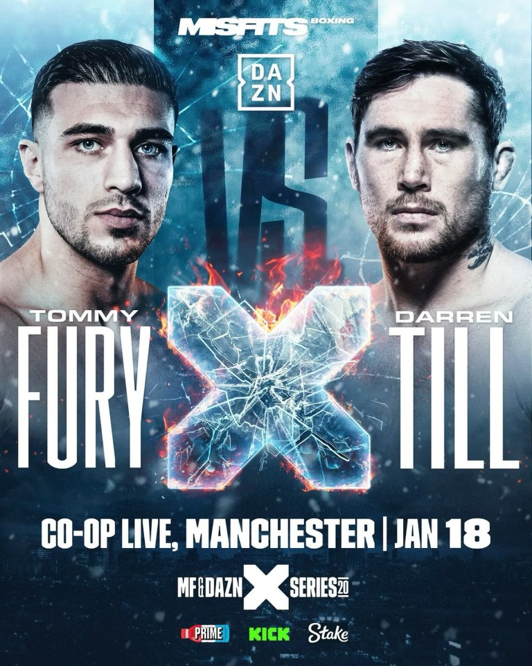 a poster for a boxing match between tommy fury and darren till