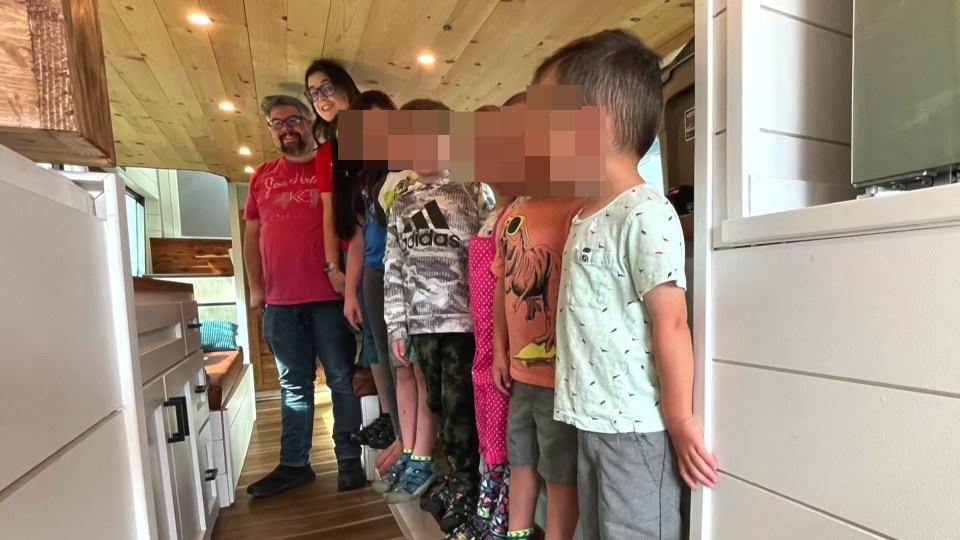 A couple raising their six children on a double decker RV gave a virtual tour of their home on wheels