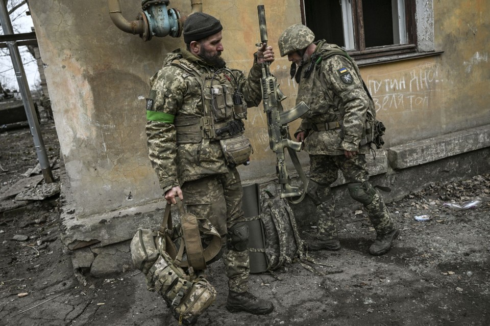 Ukrainian soldiers in Bakhmut in March last year