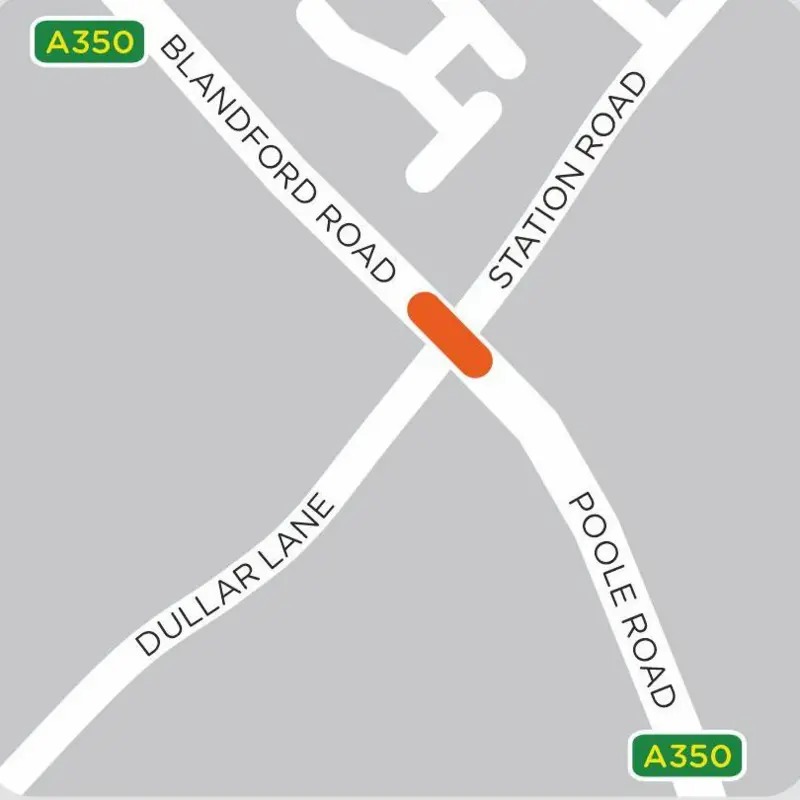 a map showing the intersection of blandford road and pole road