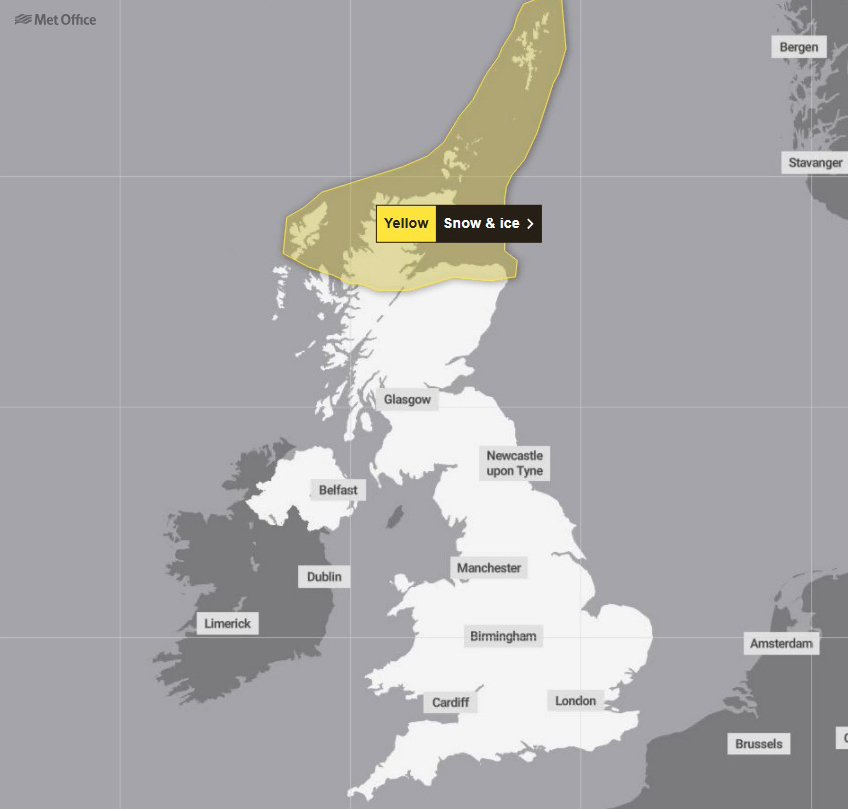 a map showing snow and ice in the uk