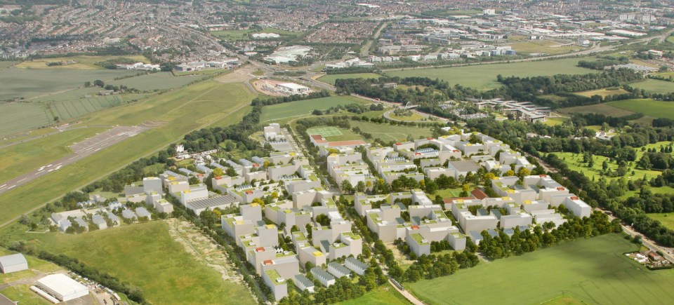 Aerial view of a masterplan for 7,000 new homes and mixed-use development in Edinburgh.