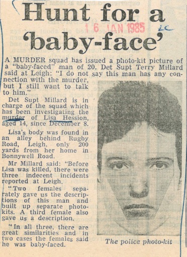 Police released this photo-kit of a 'baby-faced' man they wished to speak to in 1985