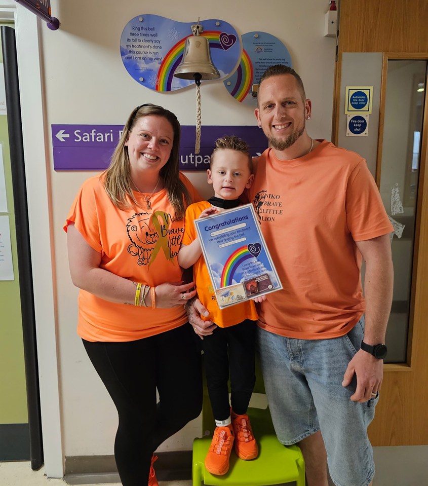 Niko rang the special bell marking the end of his intensive treatment in June