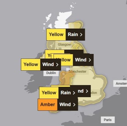 Storm Darragh sparked six Met Office yellow weather warnings and one amber alert on Saturday