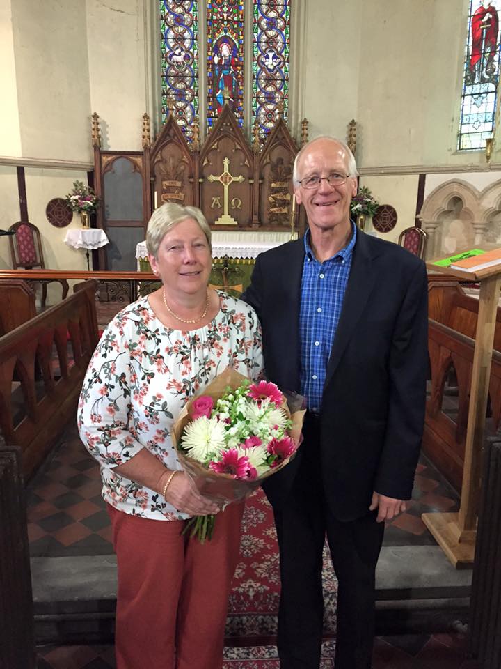 The rugby legend with his wife Christine