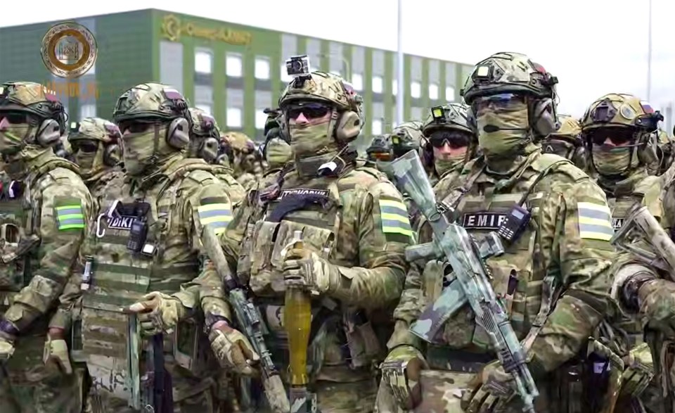 Ramzan Kadyrov's armed forces in Grozny, Chechnya.