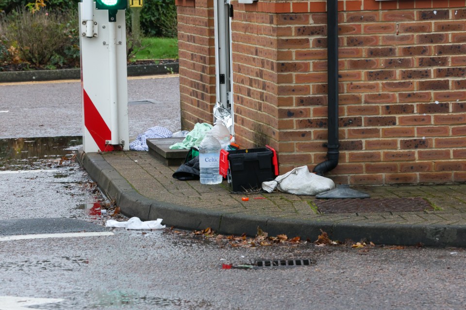 A large bottle of water inside the cordon at the university