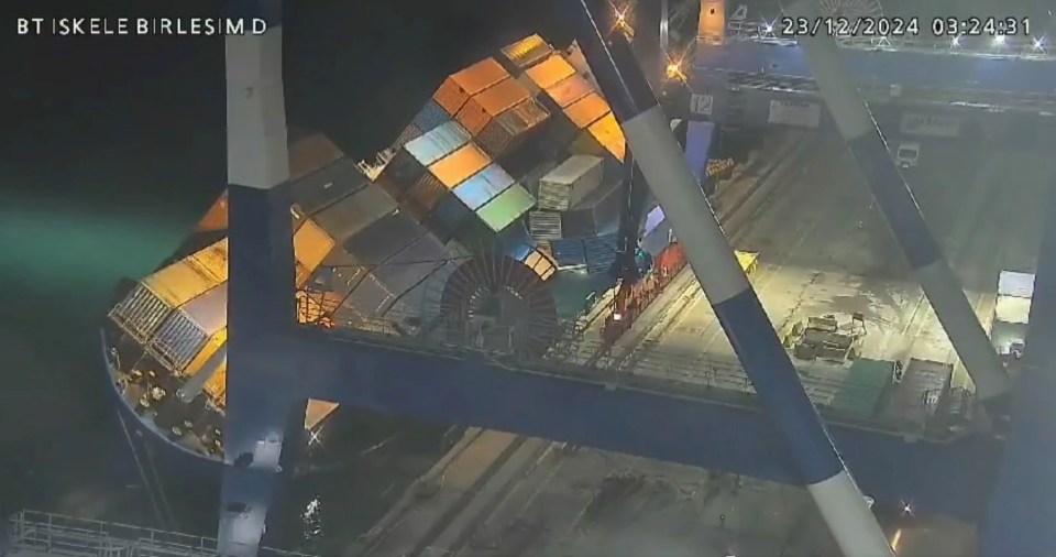 The cargo ship dramatically capsized in a port in Istanbul, Turkey