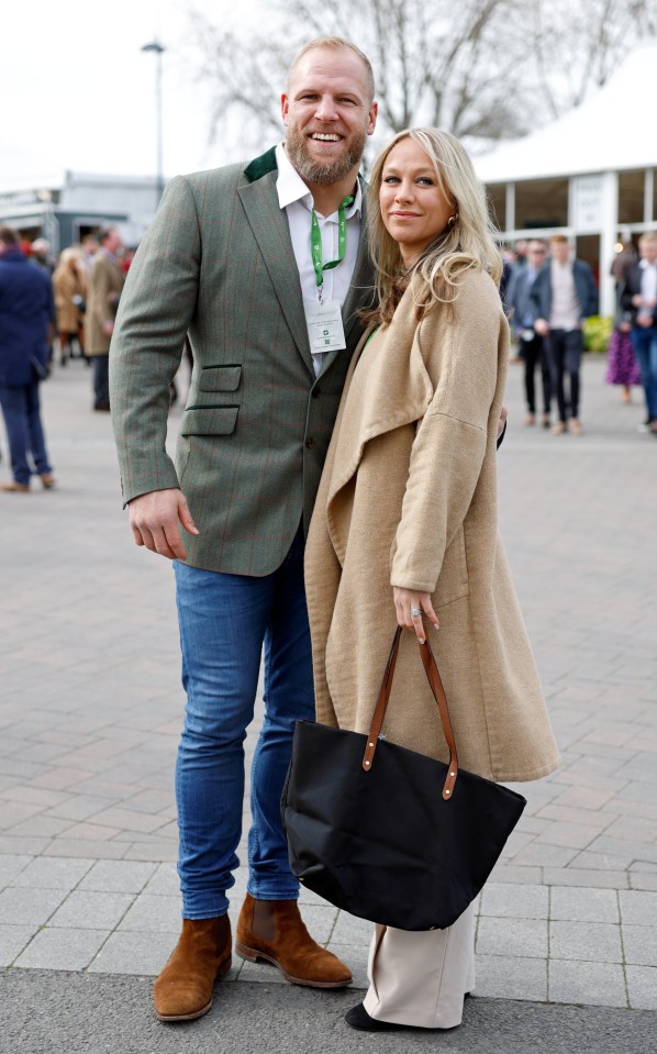 James Haskell and Chloe Madeley at the Cheltenham Festival.