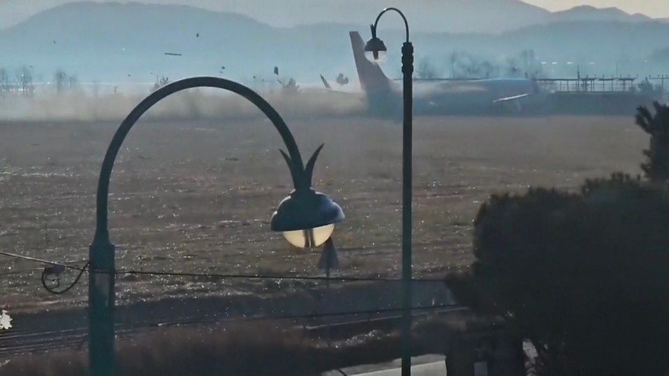 The plane collided with the embankment at the end of the runway