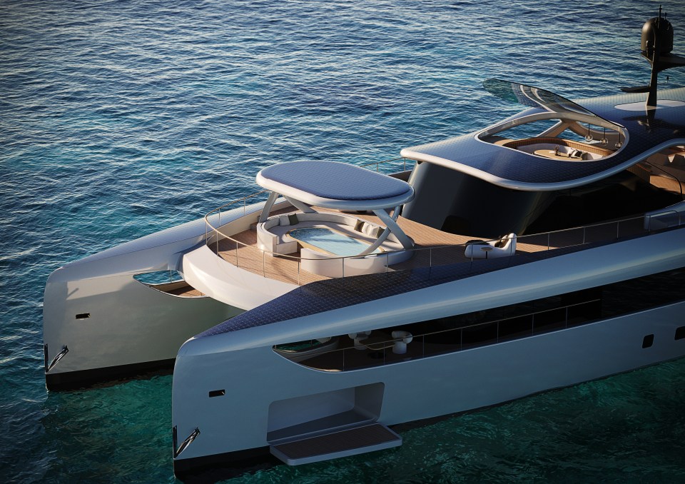 Solsea boasts a spacious platform off the back of the boat for water sports, a lounge pool and an owner's cabin with 180 degree views of the ocean