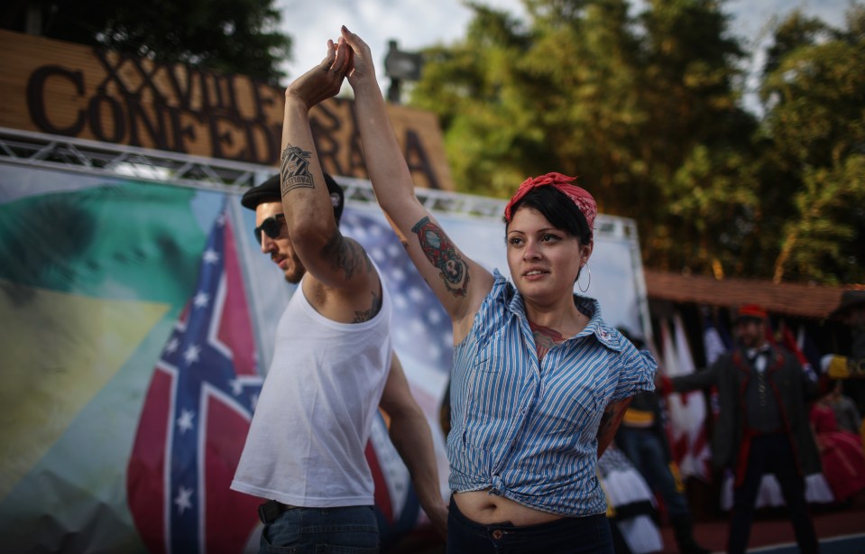 The festival is put on by Brazilian descendants of families who fled from the southern United States to Brazil