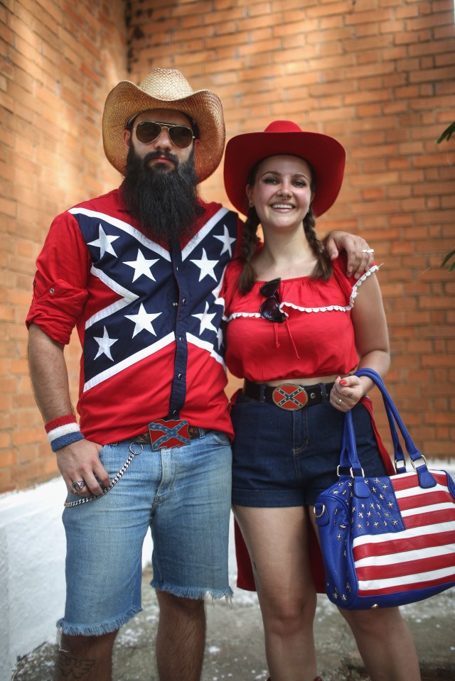 Brazilian attendees pose at the annual Festa Confederada