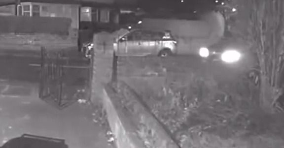 The burglar ran back to the getaway car, which then drove off at speed